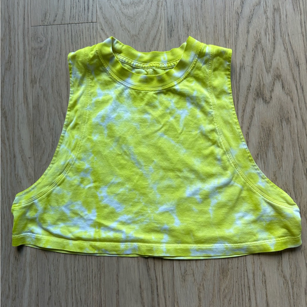 Lulu Lemon Crop Top - Yellow Tie-Dye